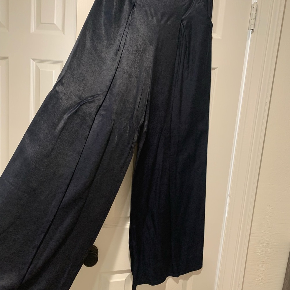 Wide leg velvet dress pants